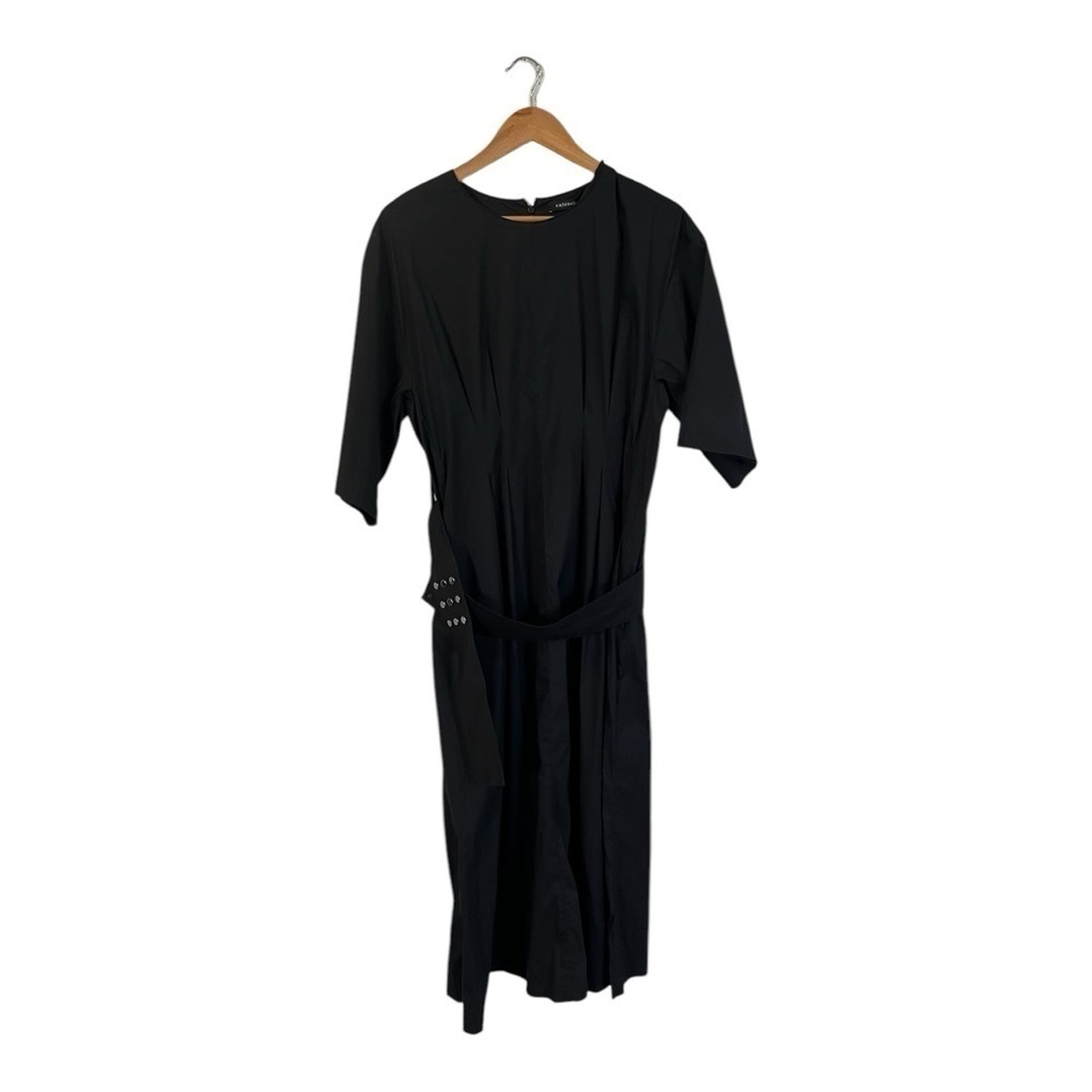 Vassa & Co. Black Belted Dress Half Sleeve Size 10